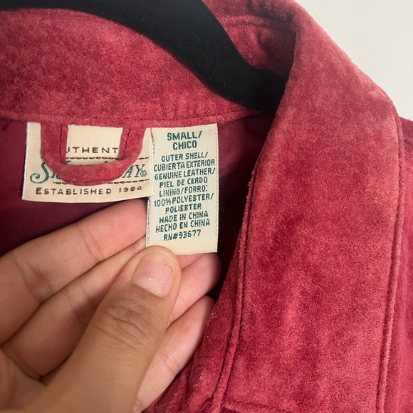 Red Leather Suede Jacket - Picture 4 of 5